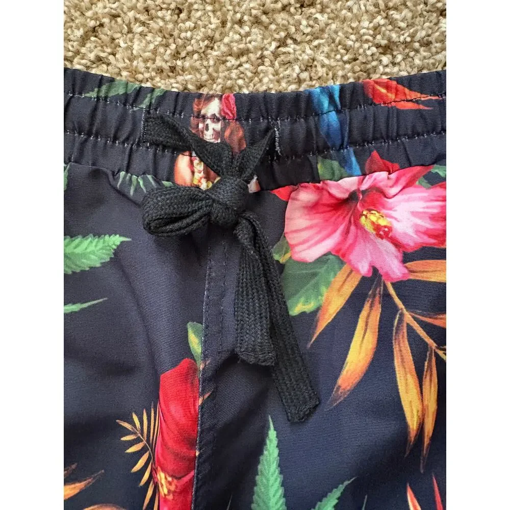 LRG Lifted Research Group Tropical Skull Hula Girl Board Shorts Size Large